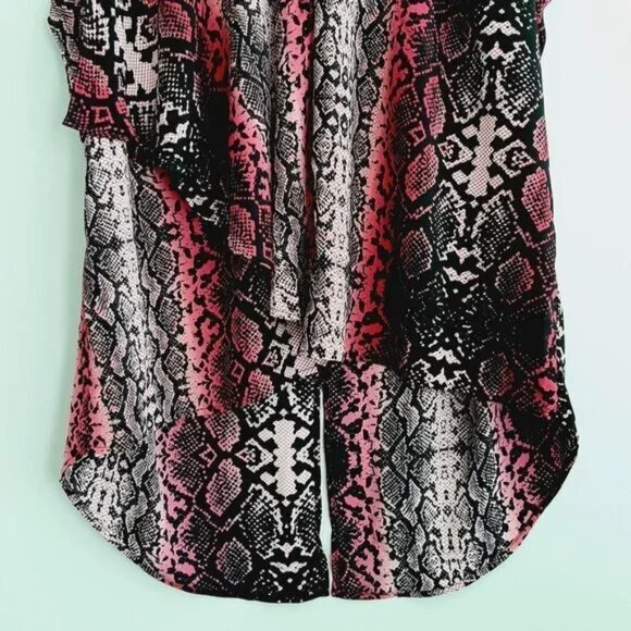 PENNINGTONS Asymmetric Sleeveless High Low Hem Top Pink Snake Print Sz 2X - Picture 4 of 10